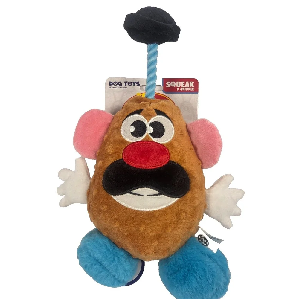 Hasbro Mr Potato Head Dog Toy Plush 12in Brown New Squeak Crinkle Rope HDT-2075
